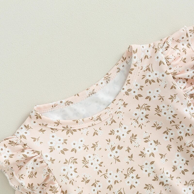 Baby Girls 3 db-os ruházati készletek hosszú ujjú fodros nadrág virágos nadrág fejpánt szettek