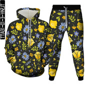 Új őszi férfi tréningruhák öltönyök sport 2 részes készletek női vintage virágmintás alkalmi ruhák pulóverek felsők+nadrág Sweat S-6XL