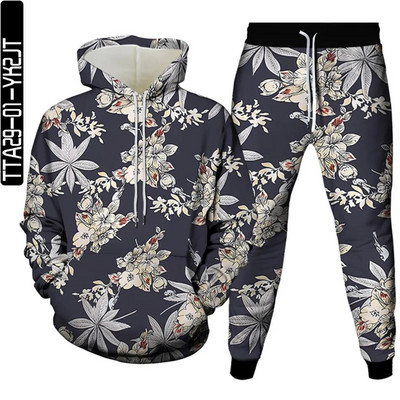 Új őszi férfi tréningruhák öltönyök sport 2 részes készletek női vintage virágmintás alkalmi ruhák pulóverek felsők+nadrág Sweat S-6XL