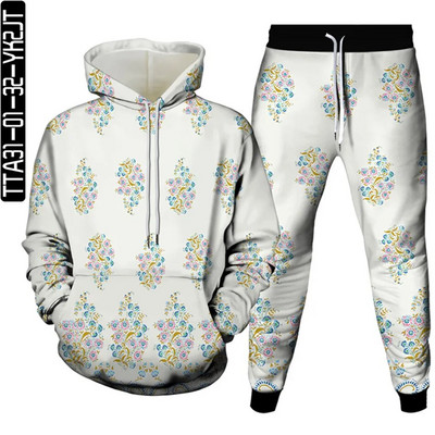 Új őszi férfi tréningruhák öltönyök sport 2 részes készletek női vintage virágmintás alkalmi ruhák pulóverek felsők+nadrág Sweat S-6XL