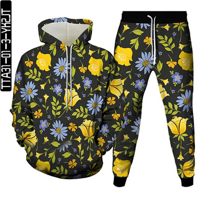 Új őszi férfi tréningruhák öltönyök sport 2 részes készletek női vintage virágmintás alkalmi ruhák pulóverek felsők+nadrág Sweat S-6XL