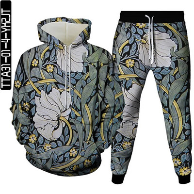 Új őszi férfi tréningruhák öltönyök sport 2 részes készletek női vintage virágmintás alkalmi ruhák pulóverek felsők+nadrág Sweat S-6XL