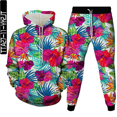 Új őszi férfi tréningruhák öltönyök sport 2 részes készletek női vintage virágmintás alkalmi ruhák pulóverek felsők+nadrág Sweat S-6XL