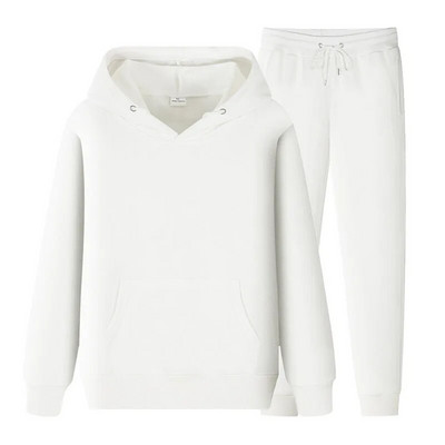 Férfi és női egyszínű hosszú ujjú, egyszínű vastag pulóver és hosszú nadrág, 2 részes férfi gyapjú kocogó sportruha