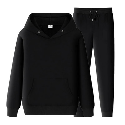 Férfi és női egyszínű hosszú ujjú, egyszínű vastag pulóver és hosszú nadrág, 2 részes férfi gyapjú kocogó sportruha