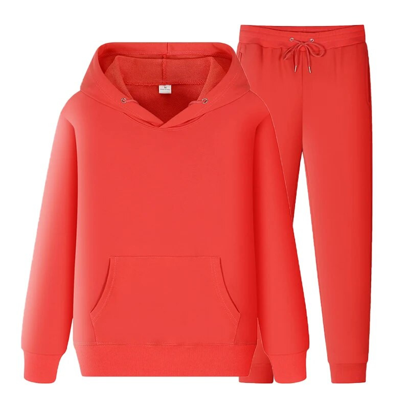 Férfi és női egyszínű hosszú ujjú, egyszínű vastag pulóver és hosszú nadrág, 2 részes férfi gyapjú kocogó sportruha