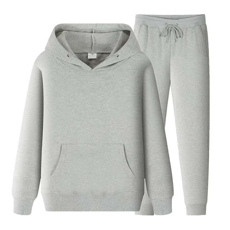 Férfi és női egyszínű hosszú ujjú, egyszínű vastag pulóver és hosszú nadrág, 2 részes férfi gyapjú kocogó sportruha