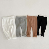 INS babanadrág 0-3 éves korig újszülött fiú lány lány rugalmas derék egyszínű bordázott pamut leggings Alkalmi csíkos nadrágok ruhák ruhák