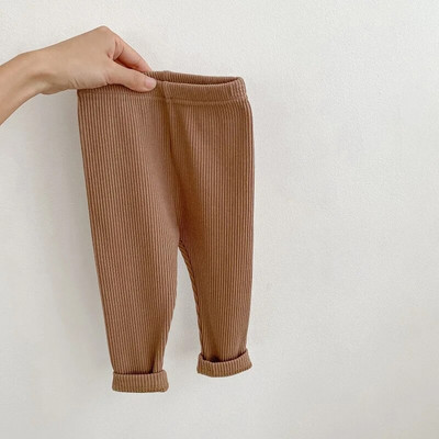 INS babanadrág 0-3 éves korig újszülött fiú lány lány rugalmas derék egyszínű bordázott pamut leggings Alkalmi csíkos nadrágok ruhák ruhák