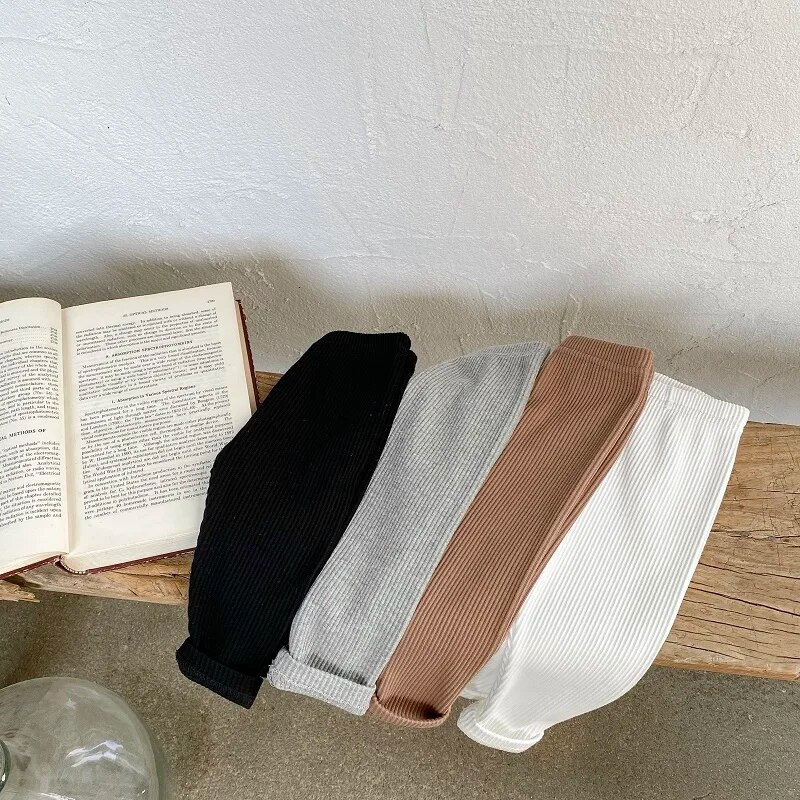 INS babanadrág 0-3 éves korig újszülött fiú lány lány rugalmas derék egyszínű bordázott pamut leggings Alkalmi csíkos nadrágok ruhák ruhák