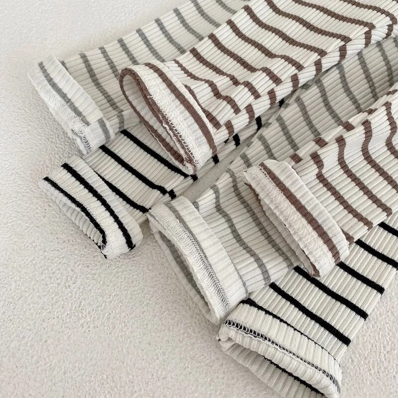 INS babanadrág 0-3 éves korig újszülött fiú lány lány rugalmas derék egyszínű bordázott pamut leggings Alkalmi csíkos nadrágok ruhák ruhák