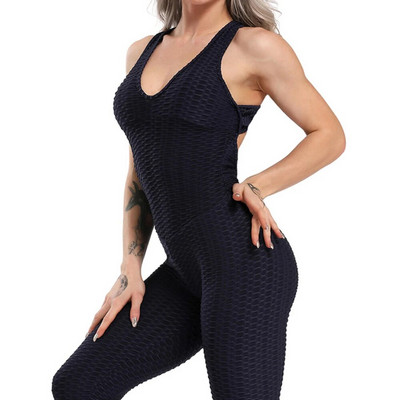 Jógakészlet Fitness Női Sportruha Jumpsuit 2021 Szexi Ujjatlan Tréningruha Hát nélküli Gym Futó Sportruházat Leggings Edzés Sport