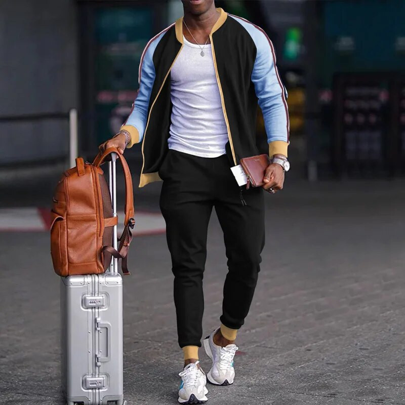 2023 tavaszi őszi állógallér férfi szett Őszi ruhák új sport alkalmi pulóverek pulóverek cipzáras szett férfi