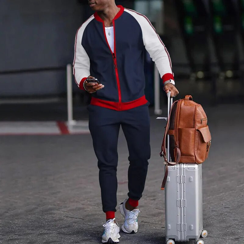 2023 tavaszi őszi állógallér férfi szett Őszi ruhák új sport alkalmi pulóverek pulóverek cipzáras szett férfi