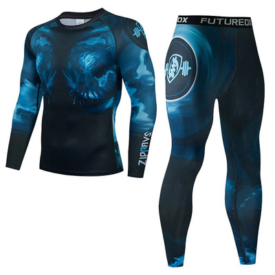 Sportruházat Gym Fitnesz Atlétaruha Férfi Futó Szettek tömörített ing Fehérnemű Harisnya Kocogás Sportruházat Ruhák Gyorsan Száraz Fit