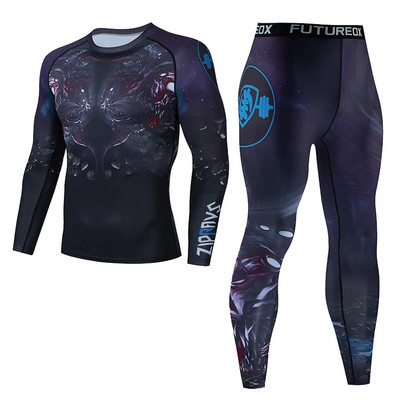 Sportruházat Gym Fitnesz Atlétaruha Férfi Futó Szettek tömörített ing Fehérnemű Harisnya Kocogás Sportruházat Ruhák Gyorsan Száraz Fit