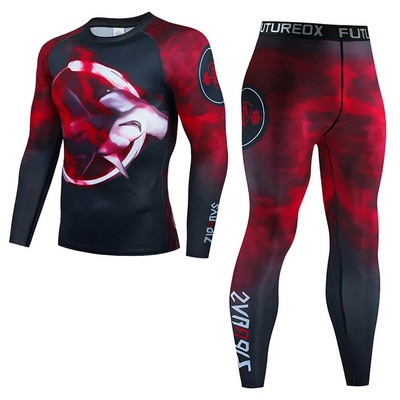 Sportruházat Gym Fitnesz Atlétaruha Férfi Futó Szettek tömörített ing Fehérnemű Harisnya Kocogás Sportruházat Ruhák Gyorsan Száraz Fit