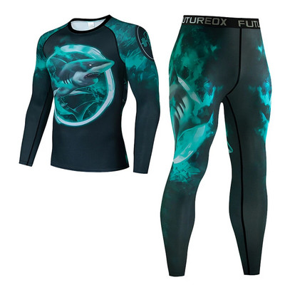 Sportruházat Gym Fitnesz Atlétaruha Férfi Futó Szettek tömörített ing Fehérnemű Harisnya Kocogás Sportruházat Ruhák Gyorsan Száraz Fit