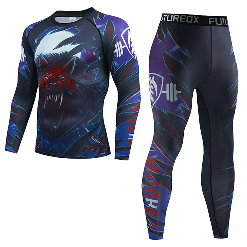 Sportruházat Gym Fitnesz Atlétaruha Férfi Futó Szettek tömörített ing Fehérnemű Harisnya Kocogás Sportruházat Ruhák Gyorsan Száraz Fit