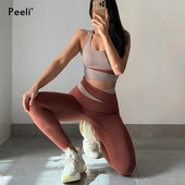 Jóga szett Női Ruházat Sport öltöny Szexi sportmelltartó magas derekú sport leggings Athletic 2 részes edzőtermi szett Edzőruhák Sportruházat