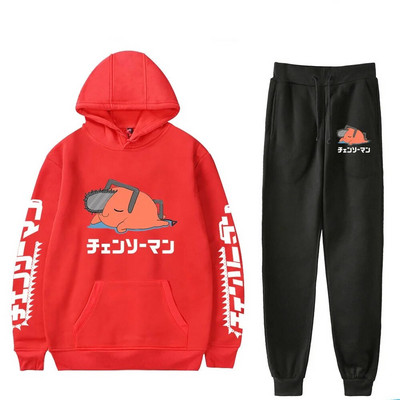 Forró anime láncfűrész férfi anime jelmez tréningruha szett kapucnis + nadrág pulóverek 2 részes készlet pulóverek öltöny kabát sport szett Sportruházat