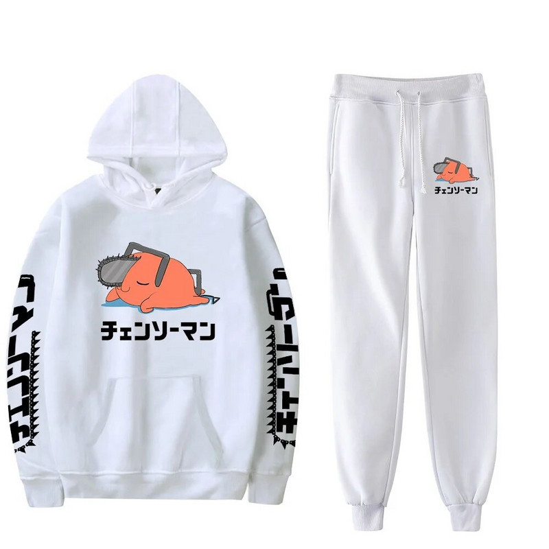 Forró anime láncfűrész férfi anime jelmez tréningruha szett kapucnis + nadrág pulóverek 2 részes készlet pulóverek öltöny kabát sport szett Sportruházat