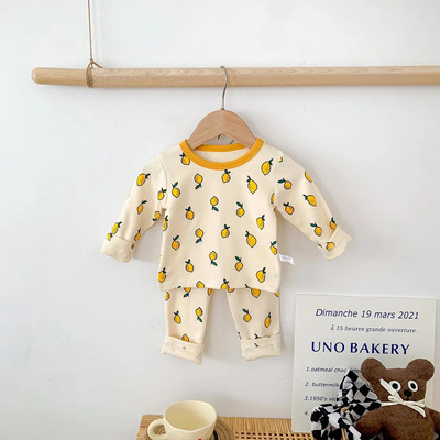 Babaruha szett 2023 Gyermek otthoni öltöny tavaszi baba lányoknak termálpizsama szett fiúknak lányoknak kétrészes ruha felső+nadrág