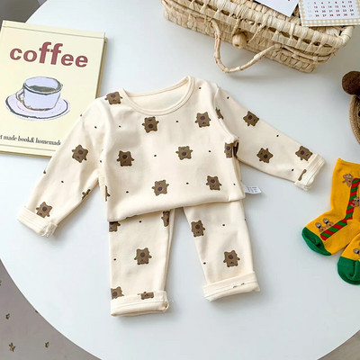 Babaruha szett 2023 Gyermek otthoni öltöny tavaszi baba lányoknak termálpizsama szett fiúknak lányoknak kétrészes ruha felső+nadrág