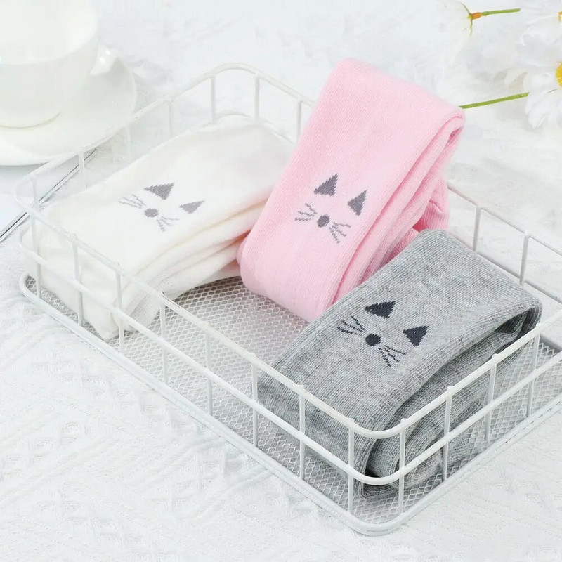 Aranyos tiszta pamut őszi és téli melegen tartó macskaleggings baba zokni csúszásmentes zokni