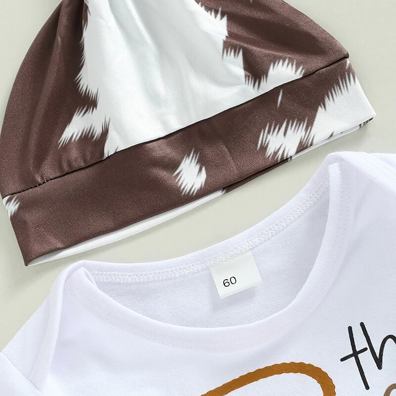 Gyerek fiú lány ing nadrág öltöny hosszú ujjú, kerek nyakú betűkkel nyomtatott felsők egyenes nadrág kerek kalap