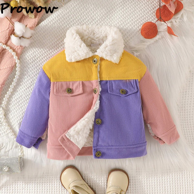 Prowow 3-24M csecsemők babakabátok fiúknak lányoknak Candy Color Patchwork divatos kordbársony dzseki újszülött baba téli ruhákhoz