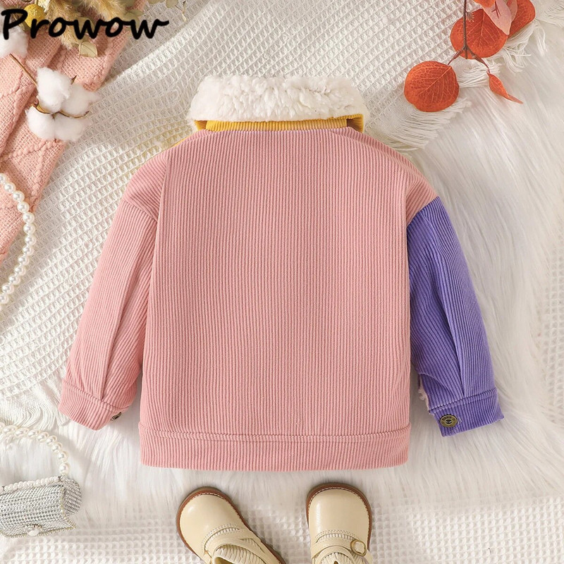 Prowow 3-24M csecsemők babakabátok fiúknak lányoknak Candy Color Patchwork divatos kordbársony dzseki újszülött baba téli ruhákhoz