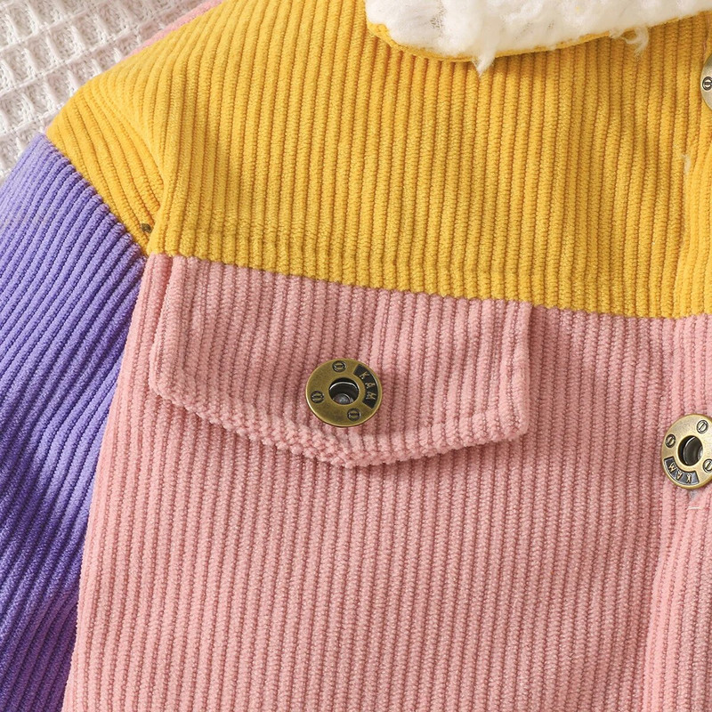 Prowow 3-24M csecsemők babakabátok fiúknak lányoknak Candy Color Patchwork divatos kordbársony dzseki újszülött baba téli ruhákhoz