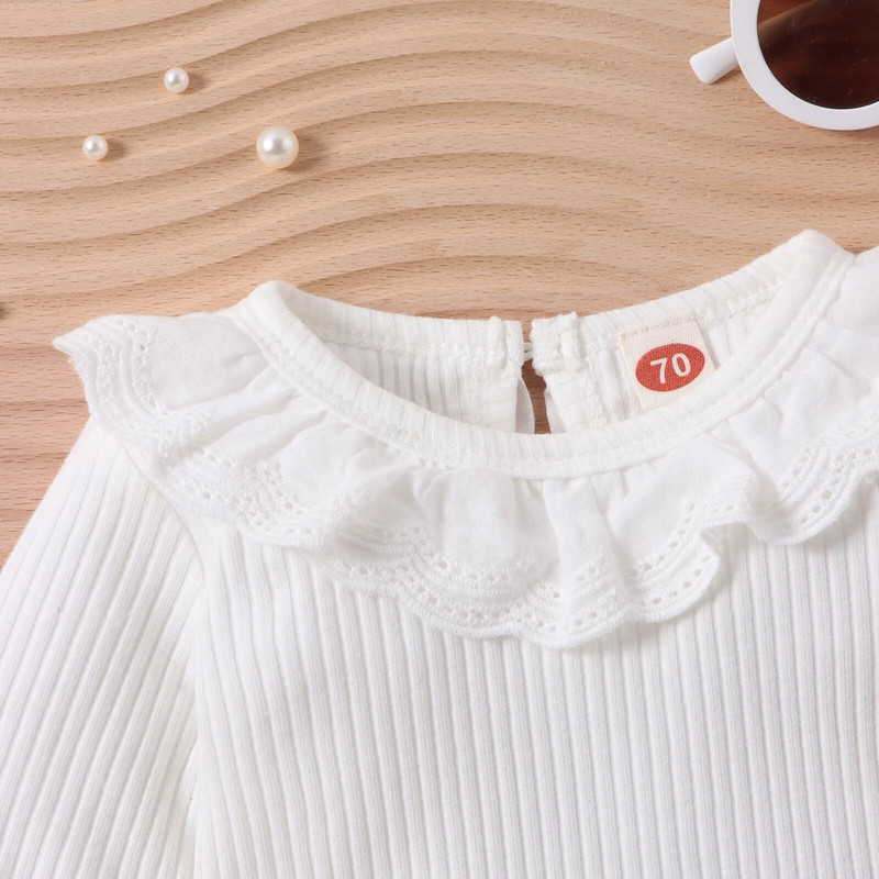 Prowow 0-24M Baby Girl Téli Ruha Outfit Csipkegallér Fehér Body és Kék Tweed Szoknyák 2db újszülött szett lányoknak