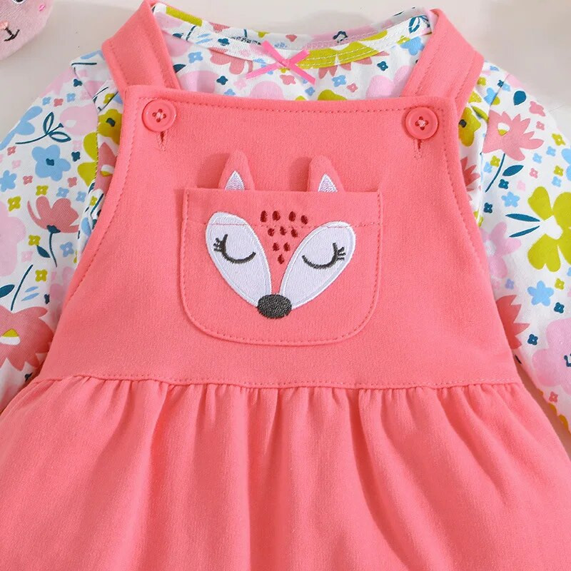 Prowow 3-24M őszi téli baba ruha pamut hosszú ujjú kis virágos szőnyeg és hát nélküli róka ruha újszülött ruhák