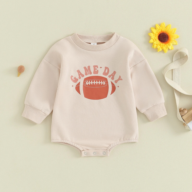 ma&baby 0-18M újszülött csecsemő kisfiú lány nadrág alkalmi betűs rögbimintás hosszú ujjú jumpsuit őszi tavasz babaruha