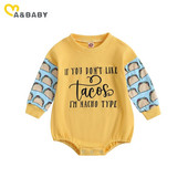 ma&baby 0-18M újszülött csecsemő kisfiú lány lány levélmintás hosszú ujjú jumpsuit játszóruha őszi tavaszi kisgyermek ruházat