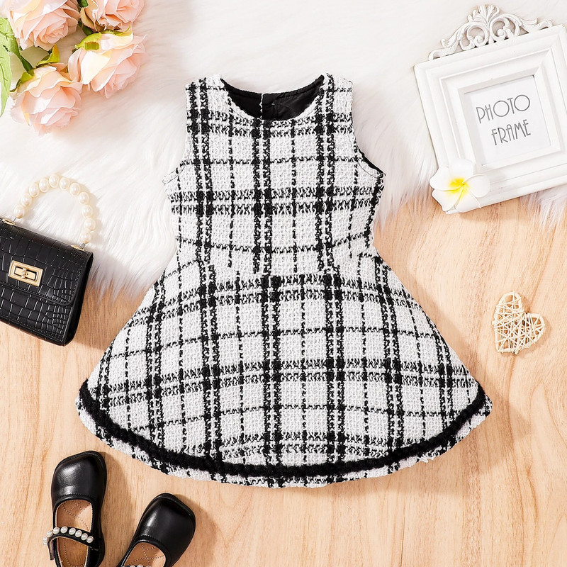 Prowow 3-24M bébi lány téli ruha szettek Tweed kockás kabát és páncélruha lányoknak 2db szett újszülötteknek babaruha