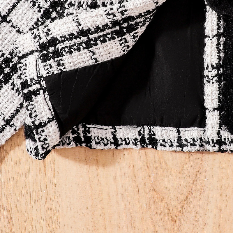 Prowow 3-24M bébi lány téli ruha szettek Tweed kockás kabát és páncélruha lányoknak 2db szett újszülötteknek babaruha