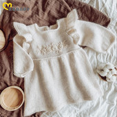 ma&baby 6M-4Y kisgyermek csecsemő gyerek baba lány ruha kötött virágos hímzésű hosszú ujjú A-vonalú ruhák lányoknak tavasz ősz tél