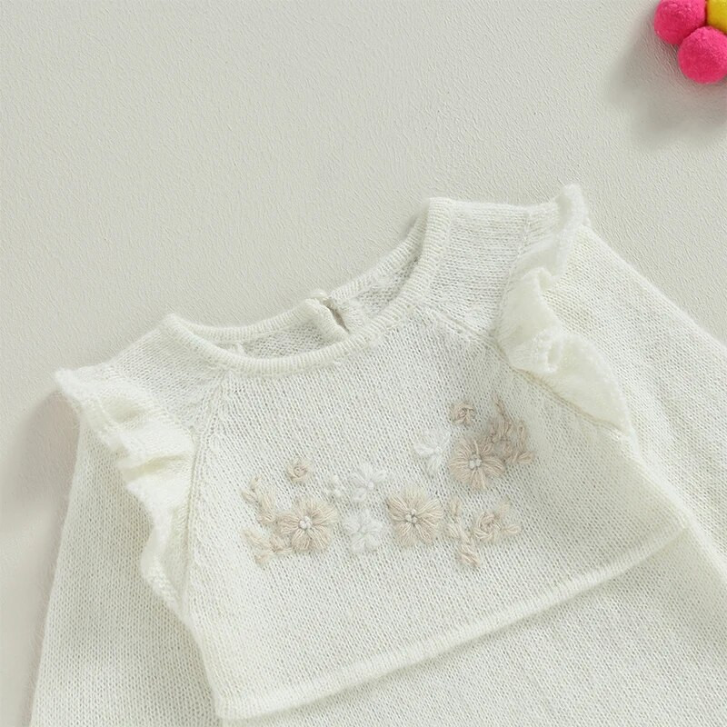 ma&baby 6M-4Y kisgyermek csecsemő gyerek baba lány ruha kötött virágos hímzésű hosszú ujjú A-vonalú ruhák lányoknak tavasz ősz tél