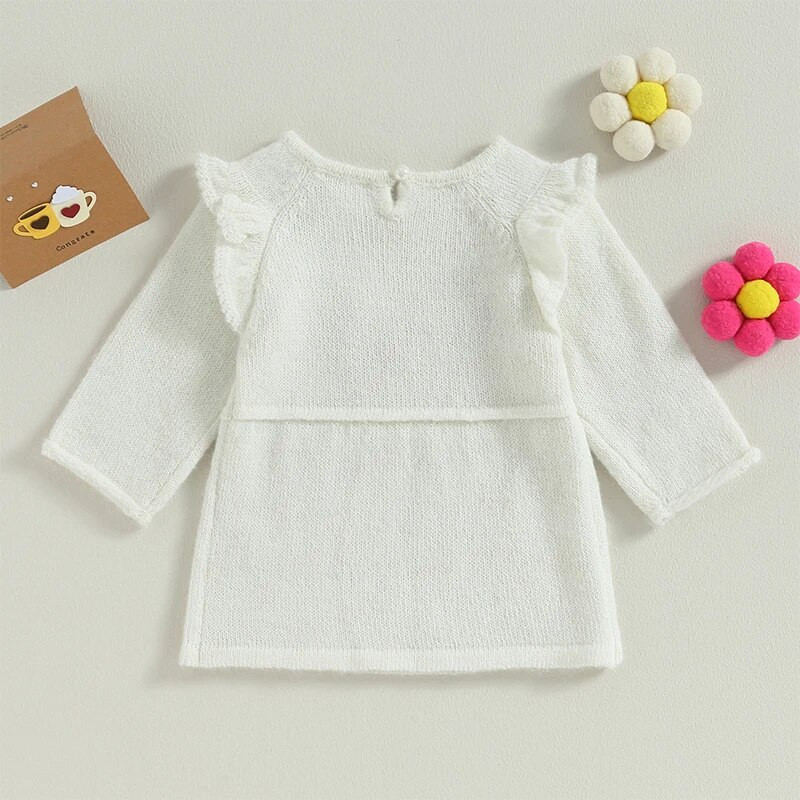 ma&baby 6M-4Y kisgyermek csecsemő gyerek baba lány ruha kötött virágos hímzésű hosszú ujjú A-vonalú ruhák lányoknak tavasz ősz tél