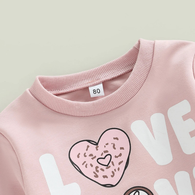 ma&baby 6M-4Y Valentin-napi gyerek Kislány póló Tipegő Csecsemő Lány Szívmintás betűvel, hosszú ujjú felsők póló tavaszi ruházat