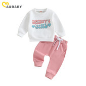 ma&baby 0-3Y Újszülött csecsemő Lányoknak Ruhakészletek Letter hosszú ujjú felsők Nadrág Felszerelések Ősz tavasz Alkalmi lányok tréningruha
