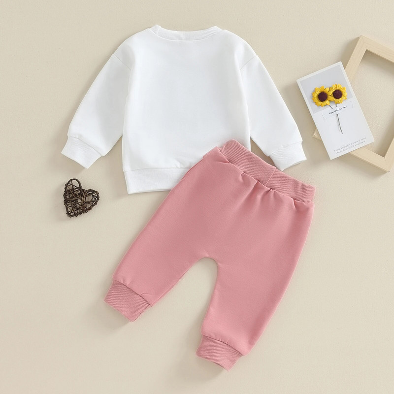 ma&baby 0-3Y Újszülött csecsemő Lányoknak Ruhakészletek Letter hosszú ujjú felsők Nadrág Felszerelések Ősz tavasz Alkalmi lányok tréningruha