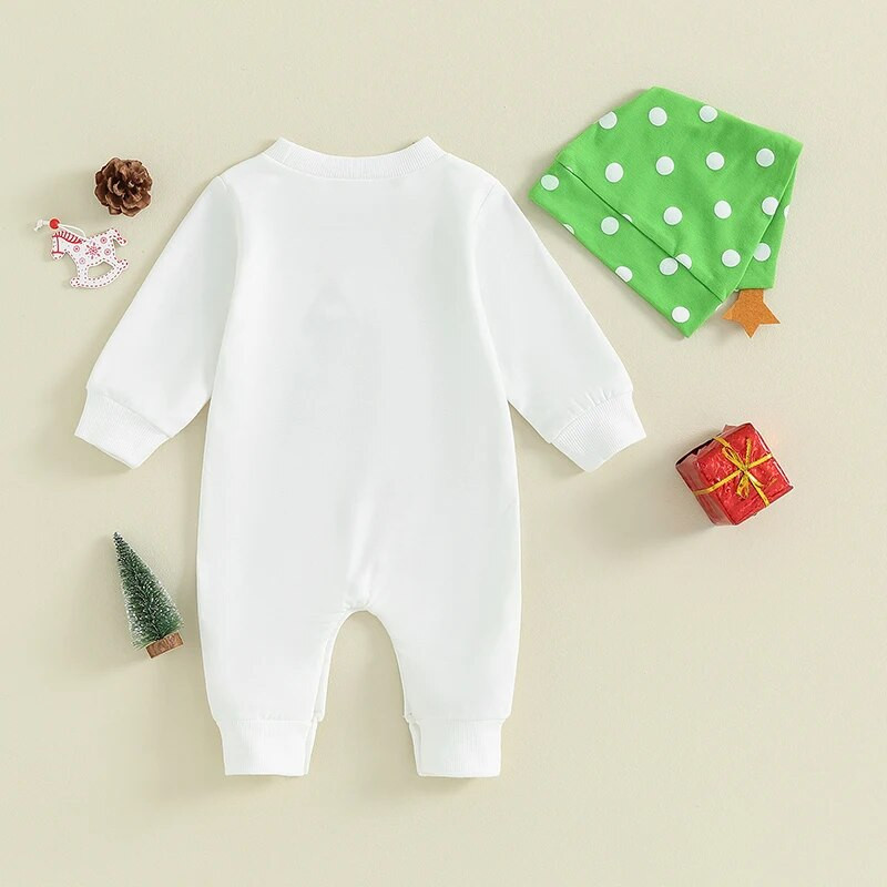 ma&baby 0-18M karácsonyi újszülött csecsemő baba fiú lány jumpsuit karácsonyi ruha jelmezek hosszú ujjú betűk fa sárvédő sapka