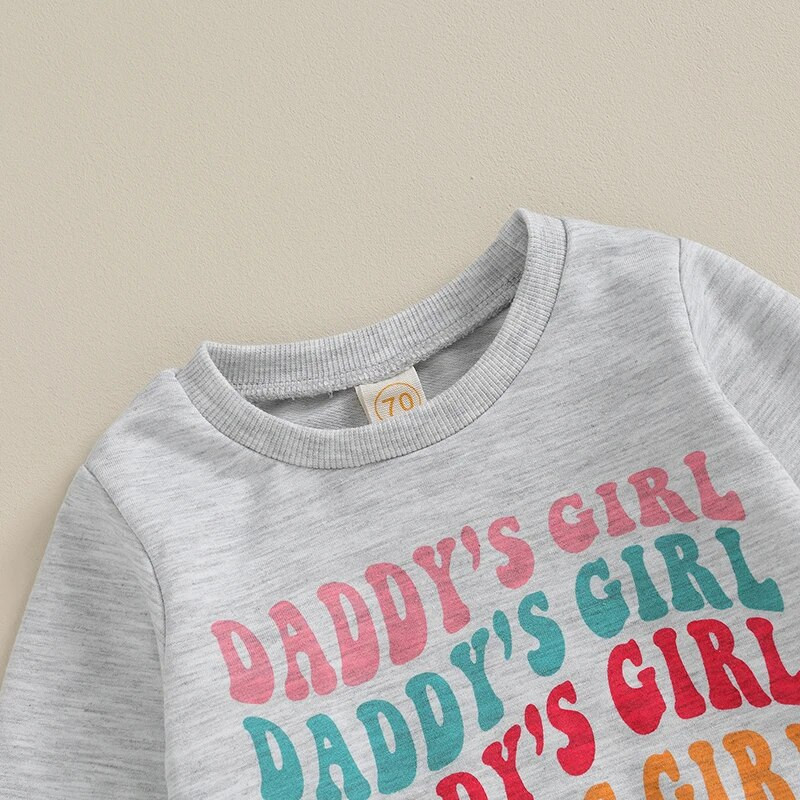 Tipegő lányok 2 részes ruházat, betűmintás hosszú ujjú pulóver és nadrág szett, baba aranyos őszi ruhák