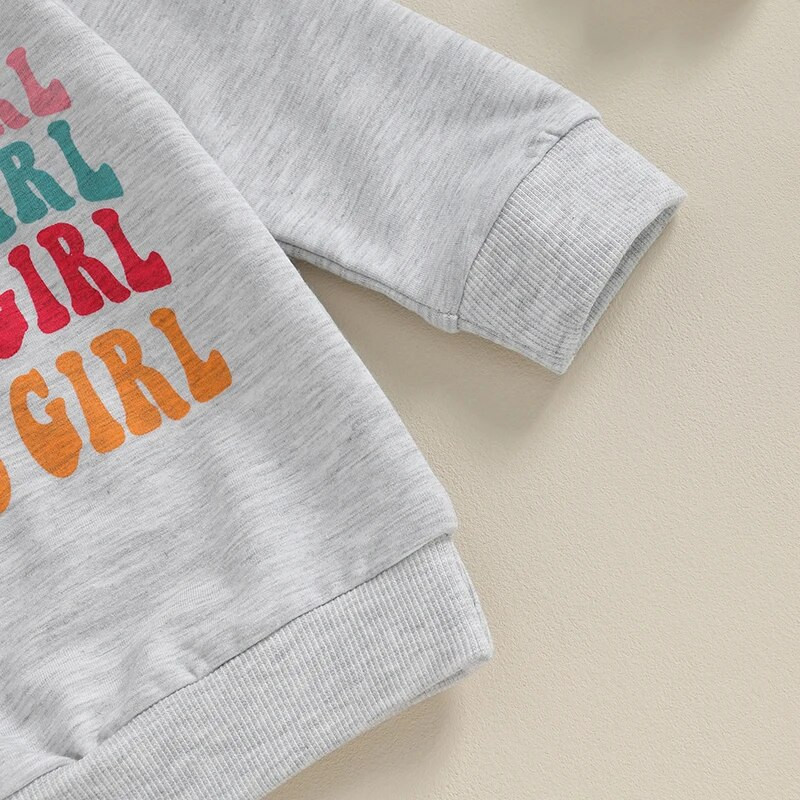 Tipegő lányok 2 részes ruházat, betűmintás hosszú ujjú pulóver és nadrág szett, baba aranyos őszi ruhák