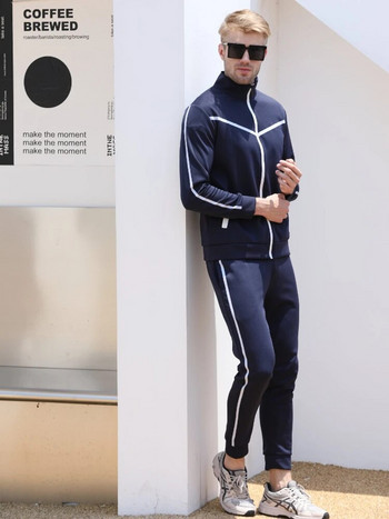 Мъжки ежедневен костюм Мъжка риза с яка и цип Костюм за свободното време Спорт 2022 Нова Slim Fit Tide марка