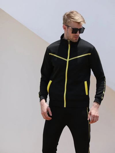 Férfi alkalmi öltöny Férfi állógallér, cipzáras ing öltöny Szabadidősport 2022 új Slim Fit Tide márka